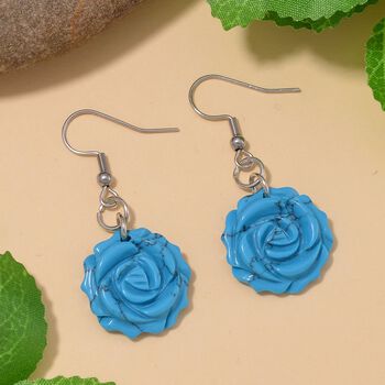 Handgeschnitzte, blaue Howlit-Ohrringe - 25 ct.