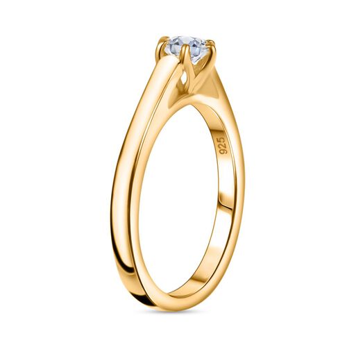 LUXURIANT DIAMOND- SGL zertifizierter VS-EF Labor Diamant Ring, 925 Silber 750 Gelbgold Vermeil - 0,50 ct. image number 5