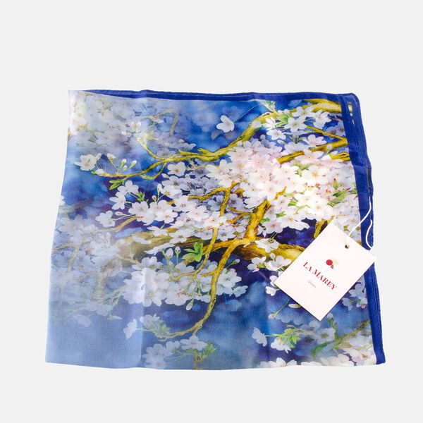 LA MAREY 100% natürlicher Maulbeerseiden Schal
 Material:100% Mulberry silk Größe:52*52cm Weight:30g blue print
 image number 3