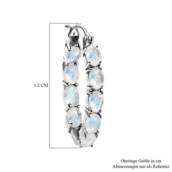 Premium Regenbogen Mondstein-Creolen, 925 Silber platiniert ca. 8.95 ct image number 5