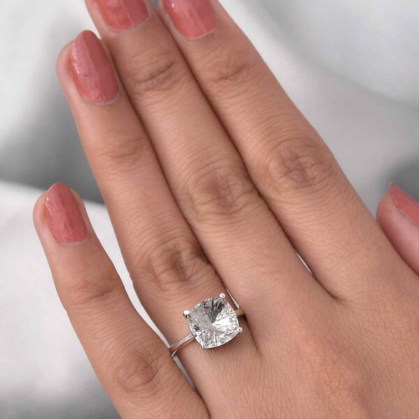 LUSTRO STELLA &Ouml;sterreichischer wei&szlig;er Kristall Solit&auml;r Ring 925 Silber Platin-&Uuml;berzug image number 3