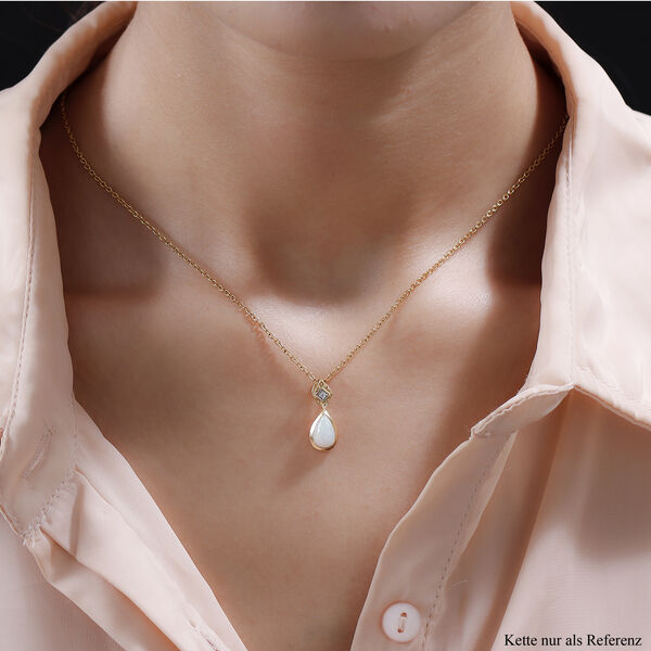 Natürlicher, äthiopischer Opal und Zirkon-Anhänger in Silber image number 2