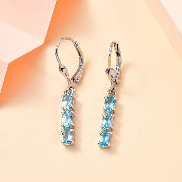 Paraiba-Apatit Ohrringe 925 Silber platiniert ca. 1,52 ct. image number 2