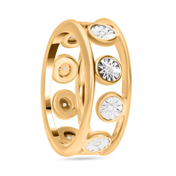 2er-Set- Diamant Ring, 925 Silber Gelbgold Vermeil - 0,09 ct.