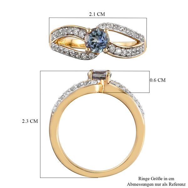 Pfau Tansanit und Zirkon-Ring, 925 Silber Gelbgold Vermeil  ca. 1,07 ct image number 8