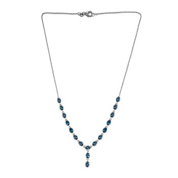 London Blau Topas Collier, ca. 45 cm, 925 Silber platiniert ca. 9.18 ct