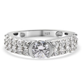 LUSTRO STELLA - feinster Zirkonia-Ring, 925 Silber platiniert