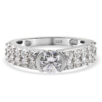 LUSTRO STELLA - feinster Zirkonia-Ring, 925 Silber platiniert (Gr&ouml;&szlig;e 16.00)