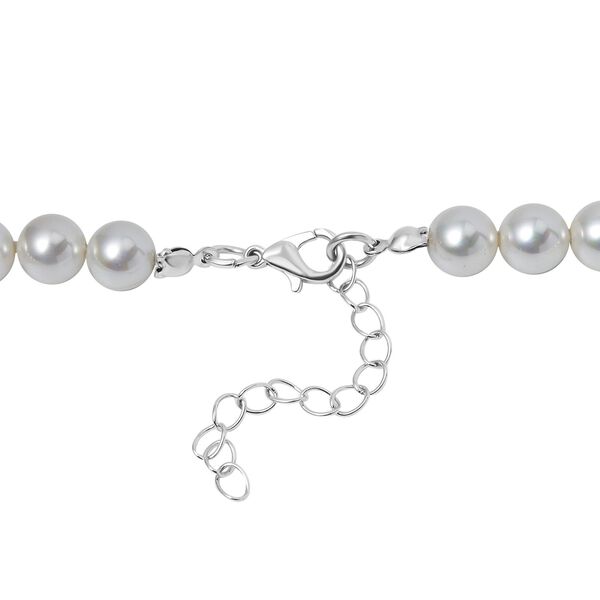 Wei&szlig;er Kristall, Wei&szlig;e Muschelkernperle Halskette ca. 50 cm image number 4