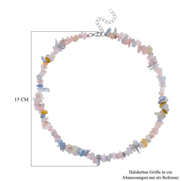 Mehrfarbiger Beryll Halskette, flexibel, Reiner Edelstahl ca. 160.00 ct image number 5