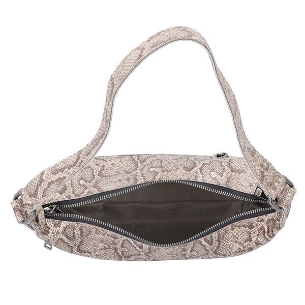 Hobo-Tasche aus 100% echtem Leder, Schlangenhautmuster, Khaki image number 5