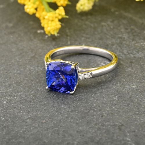 Rhapsody AAAA Tansanit, Weißer Diamant Ring 950 Platin (Größe 16.50) ca. 3,00 ct image number 1