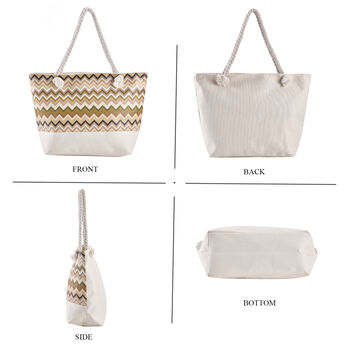 Jacquard Handtasche aus Jute mit Zig-Zag Muster, kaffeefarben