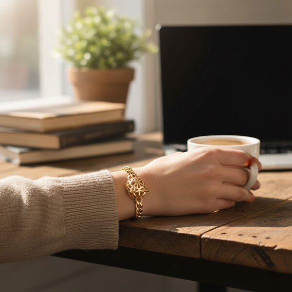 Gr&uuml;ner Kristall Armband ca. 19 cm + 5 cm Extender, Nickelfreies Messing, Gelb Vergoldet image number 2