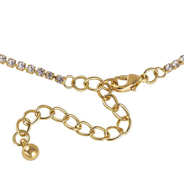 Wasserfall weißes Kristall Collier, ca. 50 cm, goldfarben image number 3