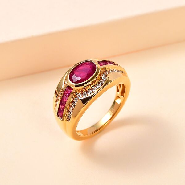 Afrikanischer Rubin und Zirkon-Ring - 3 ct. image number 2