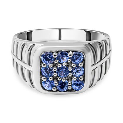 Ceylon-Saphir Ring, 925 Silber platiniert (Gr&ouml;&szlig;e 21.00) ca. 1,00 ct