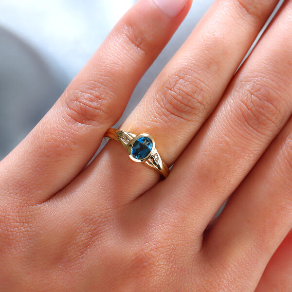 London Blau Topas und Zirkon Ring, ca. 1,11 ct image number 3