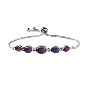 Lila Mojave T&uuml;rkis Armband, ca. 26.75 cm, Ionenbeschichteter Stahl ca. 3.93 ct