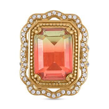 Kristall, Wei&szlig;er Zirkonia Ring, 316L Edelstahl vergoldet, (Gr&ouml;&szlig;e 17.00), goldfarben