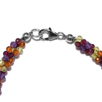 Mehrfarbig Edelsteine Armband 19 cm 925 Silber platiniert ca. 40,59 ct
