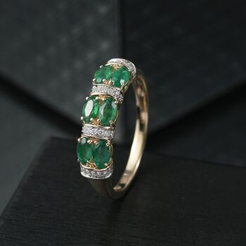LUXURIANT DIAMOND- AAA Smaragd und Labor Diamant Ring in 375 Gold - 1,41 ct.