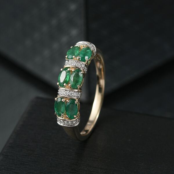 LUXURIANT DIAMOND- AAA Smaragd und Labor Diamant Ring in 375 Gold - 1,41 ct. image number 1