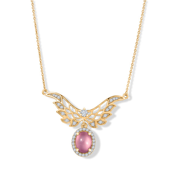 D'Joy Flamingo Mondstein und Zirkon 45cm Halskette - 2,50 ct.