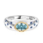 D'Joy Blauer Zirkon, Blauer Saphir Ring 925 Silber rhodiniert (Größe 18.00) ca. 1,41 ct