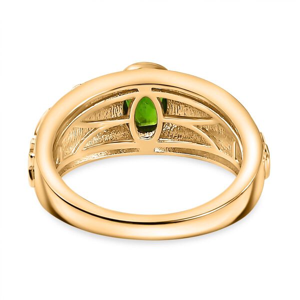 Nat&uuml;rlicher Chromdiopsid Ring 925 Silber 750 Gelbgold Vermeil (Gr&ouml;&szlig;e 17.00) ca. 0,79 ct image number 6