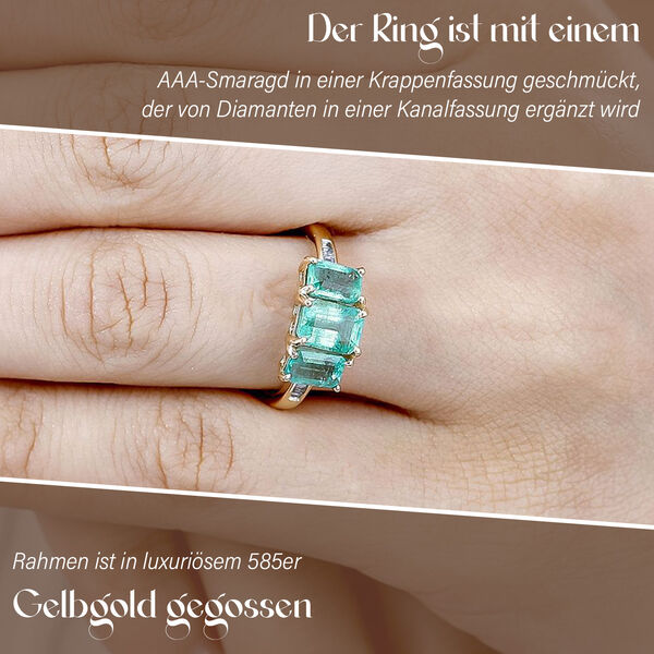 AAA Smaragd und Diamant Ring in 585 Gold - 2,32 ct. image number 3