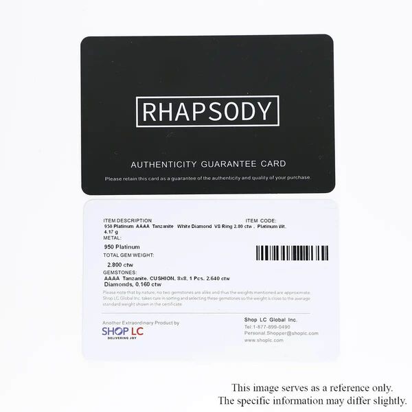 RHAPSODY zertifiziert und gepr&uuml;ft AAAA Tansanit und VS EF Diamant Ring in 950 Platin - 2,80 ct. image number 8