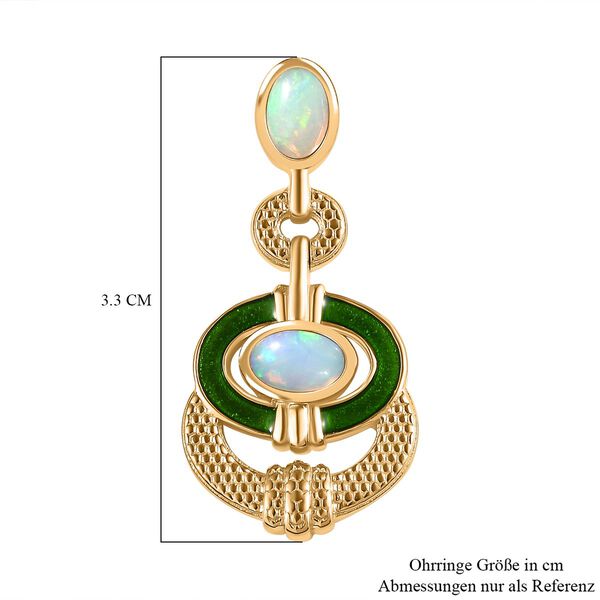 AA Natürlicher, äthiopischer Welo Opal Ohrringe 925 Silber 750 Gelbgold Vermeil ca. 1,01 ct. image number 6