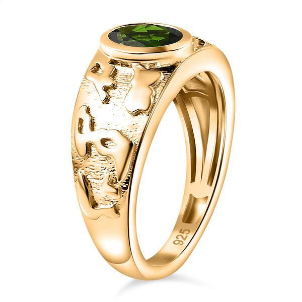 Natürlicher Chromdiopsid Ring, 925 Silber 750 Gelbgold Vermeil (Größe 18.00) ca. 0.79 ct image number 5
