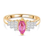 AAA Ilakaka Rosa Saphir (Fissure gefüllt), Moissanit Ring 925 Silber 750 Gelbgold Vermeil (Größe 17.00) ca. 1,17 ct