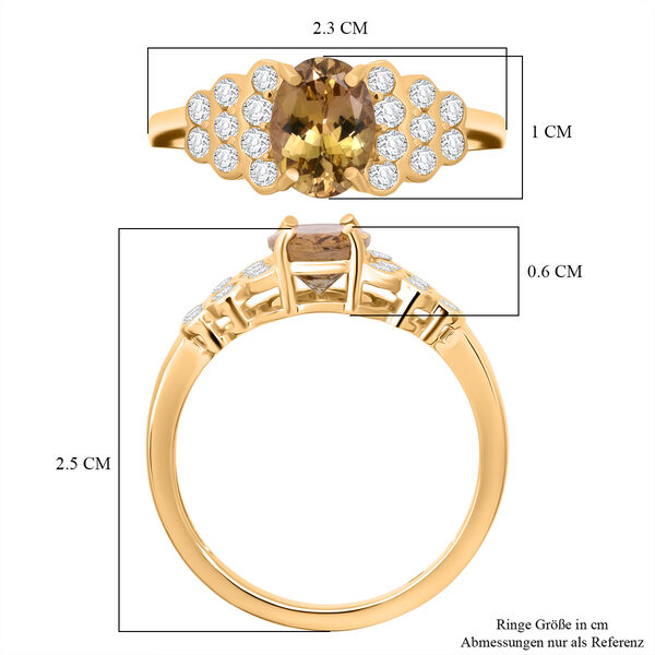 AAA Nat&uuml;rlicher goldener Tansanit, Wei&szlig;er Zirkon Ring 585 Gold (Gr&ouml;&szlig;e 17.00) ca. 2,22 ct image number 6