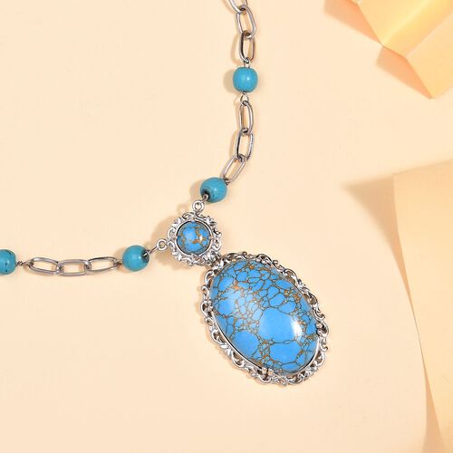 Blaue Türkis Halskette, 45 cm - 38,13 ct. image number 1