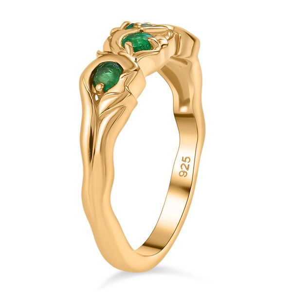 Kagem Sambischer Smaragd Ring 925 Silber 750 Gelb Vergoldet (Gr&ouml;&szlig;e 20.00) ca. 0,34 ct image number 5