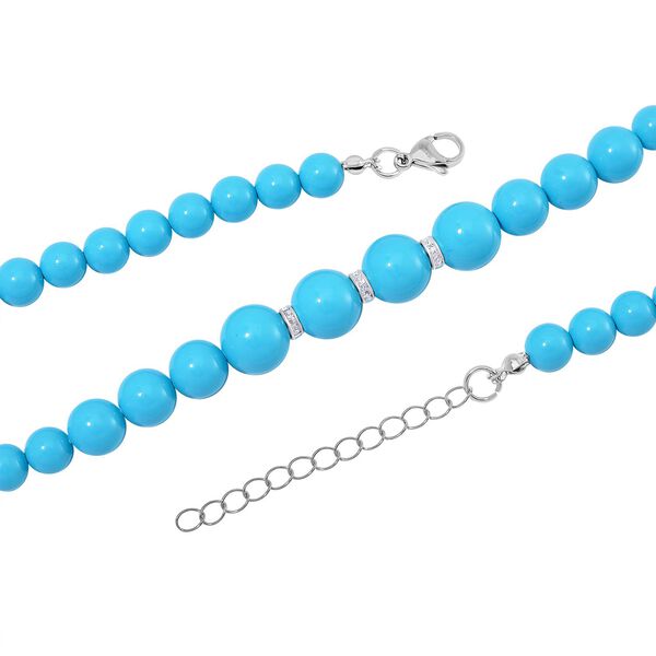 Sleeping Beauty t&uuml;rkisfarbene Muschelkernperlen und wei&szlig;e Kristall, 45+5 cm image number 4