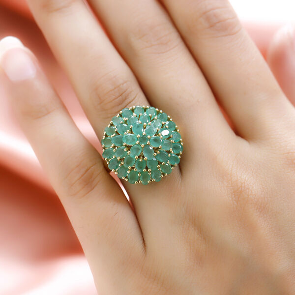 Kagem sambischer Smaragd-Ring, 925 Silber vergoldet  ca. 5,19 ct image number 3