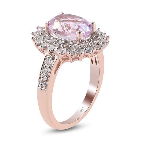 Martha Rocha Kunzit und Zirkon Ring 925 Silber Ros&eacute; Gold-&Uuml;berzug image number 4