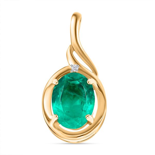 Smaragd Triplett Quarz und Zirkon Anh&auml;nger - 2,25 ct.