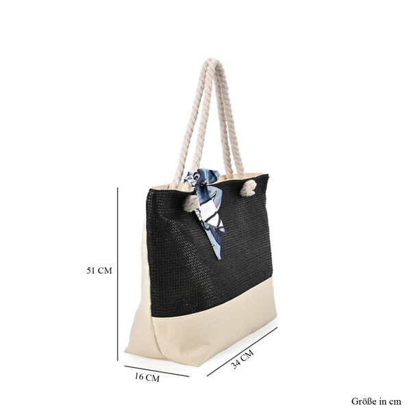 Einkaufstasche mit Schleife, Schwarz image number 5