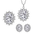 3er Set- Weißer Zirkonia-Ring, Anhänger und Ohrringe, Messing ca. 27,00 ct