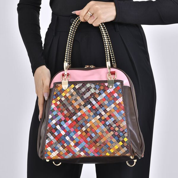 Chaos by Elsie - 100% Echtleder gewebter Tasche mit RFID-Schutz, 31x28x12 cm image number 3