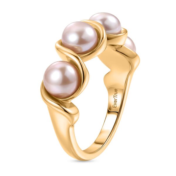 EverTrue Pfirsich S&uuml;&szlig;wasser Perle Ring in Goldton image number 4