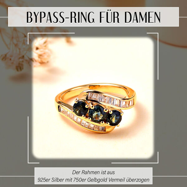 Gr&uuml;ner Saphir und Zirkon-Ring - 1,94 ct. image number 1