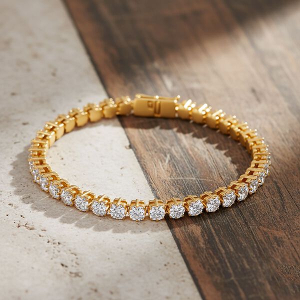 D'Joy Moissanit Armband ca. 19 cm 925 Silber 750 Gelbgold Vermeil ca. 10,03 ct. image number 2