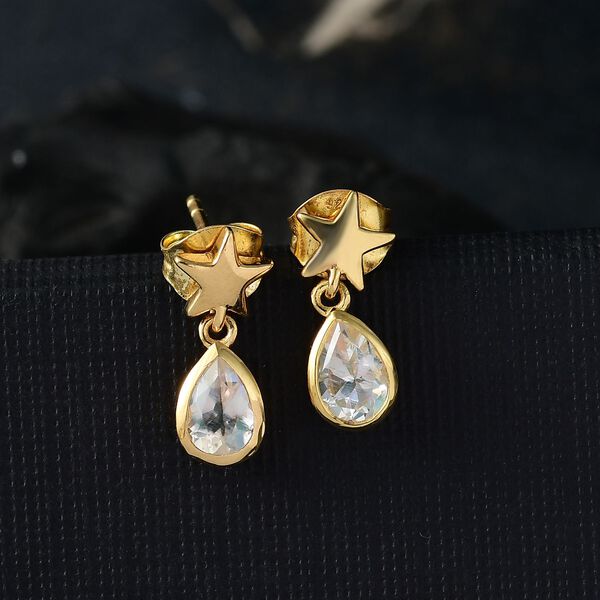 D joy AAA Premium Malagasy Mondstein Galactic Swirl Ohrringe, 925 Silber 750 Gelb Vergoldet ca. 0.77 ct image number 2