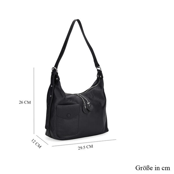 Crossbody Tasche aus echtem Leder, 29,5×12×26 cm, Schwarz image number 6